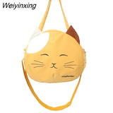 Weiyinxing Cat Nylon Tote Bag Large Capacity Round Cartoon Women's Handbags Shoulder Bags Youth Fashion Sling Messenger Bag Purses