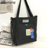 Weiyinxing Men And Women Messenger Bag Portable One Shoulder High Capacity Canvas Bag Women's Handbag School Bag Laptop Bag Ipad Bag