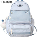 Weiyinxing Double Zipper Net Pocket Woman Backpack Fashion Waterproof Student Shoulder Bag For Teenage Girls Schoolbag Mochila