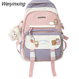 Weiyinxing New High School Girls Backpack Shoulder Bags Multi Pockets Waterproof School Bag Teenage Girls Kawaii Backpack Mochila