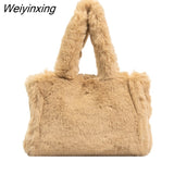 Weiyinxing Women Shoulder Bags Female Winter Plush Underarm Bags For Women 2023 Solid Color Fluffy Tote Bags Female Handbag