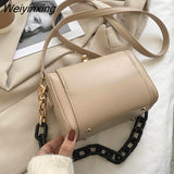 Weiyinxing Black Box Design PU Leather Crossbody Bags For Women 2023 Luxury Handbags And Purses Female Trend Lux Chain Shoulder Bag