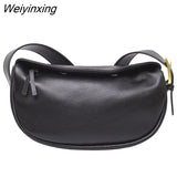 Weiyinxing Genuine Leather Shoulder Bags Fashion Luxury Brand Women Handbag Designers Wide Shoulder Strap Cowhide Female Messenger Bag