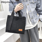 Weiyinxing Corduroy Women's Bag 2023 Trend New Solid color Handbags Versatile Casual Square Shoulder Bags Female Canvas Button Tote