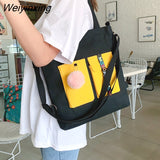 Weiyinxing for Women Canvas Shoulder Bag Reusable Shopping Bags Casual Tote Female Handbag Messenger Bag Harajuku Student Schoolbag