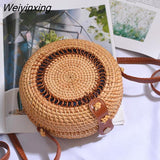 Weiyinxing Round Mulit Style Straw Bag Handbags Women Summer Rattan Bag Handmade Woven Beach Circle Bohemia Handbag New Fashion