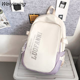 Weiyinxing Fashion Letter Printing Waterproof Nylon Women Backpack Female Large Capacity Cool Travel Bag Teenage Girls Preppy Schoolbag