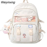 Weiyinxing Harajuku Girl Cute Backpack Solid Color Waterproof School Bag For College Students Female Travel Bagpack Teenagers Book