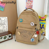 Weiyinxing Kawaii Letter Printing Women Backpack Fashion Cute Girl Two Piece School Bag Set Nylon Waterproof Travel Bag Book Pack Cool