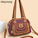 Weiyinxing Quality Soft Leather Women's Handbags Luxury Small Female Shoulder Bags Casual Ladies Tote Bag Designer Rivet Messenger Bag