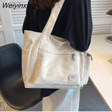 Weiyinxing Capacity Canvas Bag For Women 2023 New Simple And Versatile College Students' Make-up Shoulder Bags Small Crowd Tote