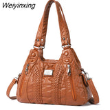 Weiyinxing Soft Washed Pu Leather Shoulder Crossbody Bag for Women 2023 Fashion Ladies Purses and Handbags Female Travel Totes Sac