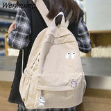 Weiyinxing Cute Corduroy Cartoon Book Bag Trendy Women Small College Backpack Fashion Ladies Kawaii Student Bag Female School Backpack