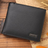 Weiyinxing Genuine Leather Mens Wallet Premium Product Real Cowhide Wallets for Man Short Black Walet Portefeuille Homme Short Purses