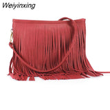 Weiyinxing Tassel Crossbody Bags for Women Elegant Mini Stylish Chic Shoulder Bags Ladies Leisure Solid European Style Messenger Bag