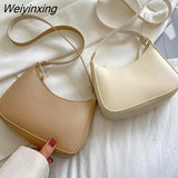 Weiyinxing New Women's Fashion Handbags Retro Solid Color PU Leather Shoulder Underarm Bag Casual Women Hobos Handbags