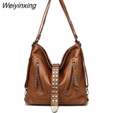 Weiyinxing Women Bag Large Capacity Rivet Leather Crossbody Bag Ladies Tote Sac Designer 3 In 1 Women Backpack Shoulder Bags Women Handbags