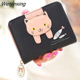 Weiyinxing Women Cute Cat Wallet Small Zipper Girl Wallet Brand Designed Pu Leather Women Coin Purse Female Card Holder Wallet Billetera