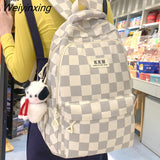 Weiyinxing Girl Plaid Student Backpack Korean Large Capacity Cute Women’S Schoolbag High Quality Waterproof Travel Bag Cool New