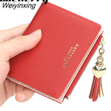 Weiyinxing Tassel Women Wallet Small Cute Wallet Women Short Leather Women Wallets Zipper Purses Portefeuille Female Purse Clutch