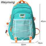 Weiyinxing Large Capacity Waterproof Nylon Women Backpack Female Multiple Pockets Mesh Travel Bag Kawaii Buckle Schoolbag for Girls