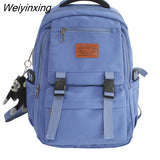 Weiyinxing Design Solid Color College Student Schoolbag Large Capacity Waterproof bag Women Lovely Backpack Teenage Girl Rucksack