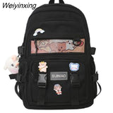 Weiyinxing Harajuku Girl Cute Backpack Solid Color Waterproof School Bag For College Students Female Travel Bagpack Teenagers Book