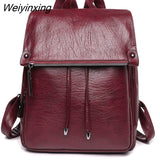 Weiyinxing Women Female Rucksack Leisure Student School Bag Soft Leather Famale Bag New Cowhide High Quality Travel Girls Backpack Korean