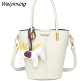 Weiyinxing New 2piece/set Cowhide Women's Handbags Fashion Designer Good Casual Ladies Tote Female Bucket Women Shoulder Crossbody Bag