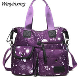 Weiyinxing Pocket Starry Sky Prints Bag for Teacher Nylon Crossbody Nurse Bag Totes for Works Shoulder Bag Large Capacity Gym Handbag