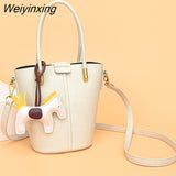 Weiyinxing New 2piece/set Cowhide Women's Handbags Fashion Designer Good Casual Ladies Tote Female Bucket Women Shoulder Crossbody Bag