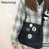 Weiyinxing Women Canvas Shoulder Bags For Youth Casual Ladies Large Capacity Crossbody Bags Solid Handbags Messenger Bags for Women