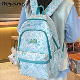 Weiyinxing Pink Travel Cartoon Print Book Bag Trendy Women Cute Leisure School Bags Girl Laptop Fashion Lady College Backpack Kawaii