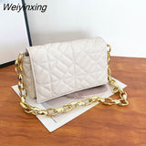 Weiyinxing Designer Women's Underarm Shoulder Bags 2023 Trend Thick Chain Quilted Female Handbag Women Clutch Bags Ladies Hand Bag