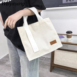 Weiyinxing Corduroy Women's Bag 2023 Trend New Solid color Handbags Versatile Casual Square Shoulder Bags Female Canvas Button Tote