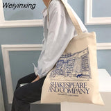 Weiyinxing Women Canvas Shopping Bag Notting Hill Books Bag Female Cotton Cloth Shoulder Bag Eco Handbag Tote Reusable Grocery Shopper Bags