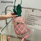 Weiyinxing Mini Pineapple Type Shoulder Crossbody Bag For Women 2023 Luxury Rivet Leather Chain Ladies Messenger Bag Handbag Purse