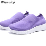 Weiyinxing 2023 Women Sneakers Vulcanized Shoes Sock Sneakers Women Summer Slip On Flat Shoes Women Plus Size Loafers Walking Flat