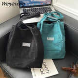Weiyinxing Bags for Women 2023 New Corduroy Snap Button Shoulder Bag Large Capacity Shopping Bag Vintage Buckle Tote Female Handbags