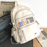 Weiyinxing Large Capacity Students Backpack Korean Pure Color Boys Girls Campus Style Schoolbag Nylon Waterproof Travel Bag Fashion