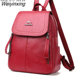 Weiyinxing Women Leather Backpacks Female Vintage Bagpack Sac A Dos Ladies School Bags For Girls Casual Travel Backpack Daypack Mochilas