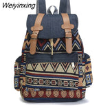 Weiyinxing Quality Women Canvas Vintage Backpack Ethnic Backpacks Bohemian Backpack Schoolbag