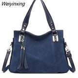 Weiyinxing Quality Women's Soft Suede Surface Leather Shoulder Crossbody Bag 2023 Luxury Tassel Handbag Large Capacity Ladies Tote Sac