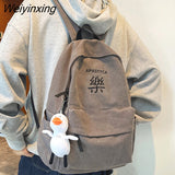 Weiyinxing Style Embroidered Student Female Canvas Backpack Women Vintage School Bag Teenage Girl Cute Fashion Ladies Book Backpack