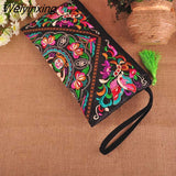 Weiyinxing Women Ethnic National Retro Butterfly Flower Bags Handbag Coin Purse Embroidered Lady Clutch Tassel Small Flap Summer Sale