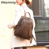 Weiyinxing High Quality Soft Leather Book School Bags For Teenage Girls Sac A Dos Travel Back pack The New Premium PU Women Backpack