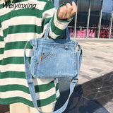 Weiyinxing Jeans Handbags Vintage Denim bag Luxury Tote For Women 2023 Trend Shoulder Bag Denim Crossbody Women's Handbag and Purse