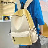 Weiyinxing New Panelled Waterproof Nylon Backpack Women Patchwork Japanese Fashion College School Bag Boy Girls Laptop Backpack Travel