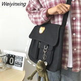 Weiyinxing Women's canvas bear Messenger bag Female Youth Student Fashion Crossbody Shoulder Bags woman Large Capacity Schoolbag for women