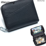 Weiyinxing Women Wallet Genuine Leather Card Holders Female Cowhide Wallets Fashion Small Portable Purses Cute Wallet Coin Bags Clutch